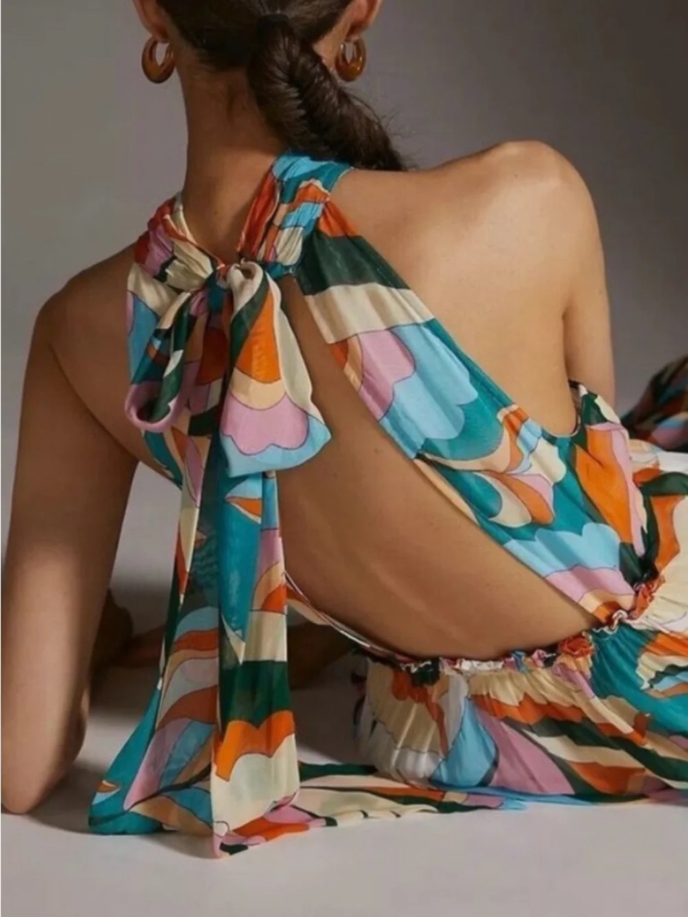 Anthropology Maeve Tierd Keyhole Maxi Dress